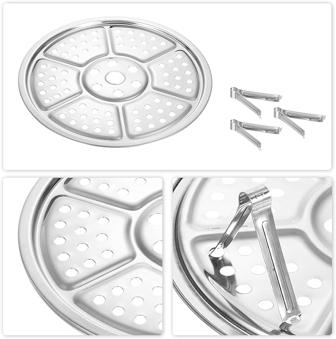 uxcell 3pcs Stainless Steel Steamer Rack with Stand, 7.9 Inches/8.6 Inches/9.5 Inches Pot Steaming Tray for Steamer Cookware Instant Pressure Cooker