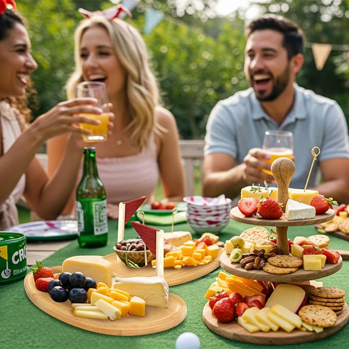 Ziliny Golf Cheese Board Gift Set Party Favor Prizes Charcuterie Wood Board with Knives and Box Father Day Gift for Dad Grandpa Party Tournament Game (9.8" x 7.7", Bamboo Color)