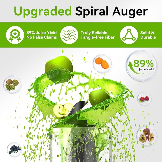 Cold Press Juicer, Slow Masticating Juicer Machines for Whole Vegetable and Fruit, 4.3" Feed Chute, BPA Free, Quiet Easy Clean Juicer to Unlock Fresh & Nutritious Juices(Black)