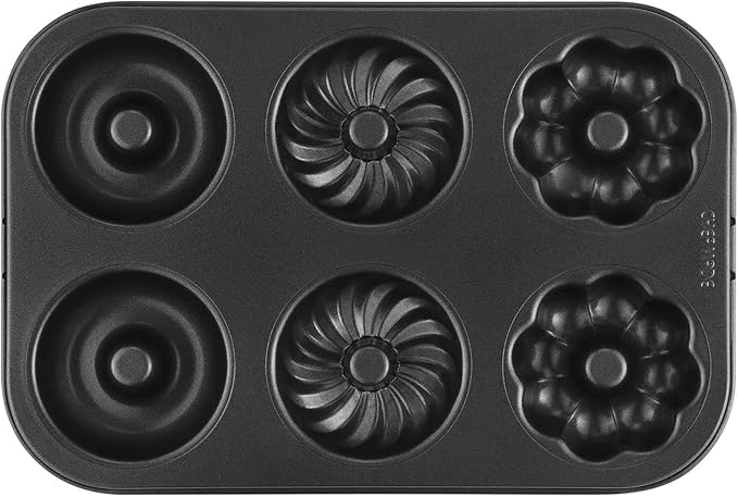 CHEFMADE Donut Pan, Nonstick 6 Cavity Pattern Doughnut Pan for Baking