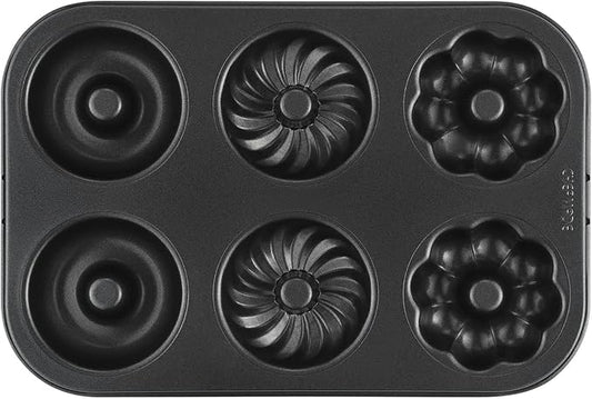CHEFMADE Donut Pan, Nonstick 6 Cavity Pattern Doughnut Pan for Baking