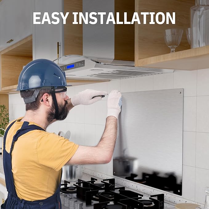 EKON Stainless Steel Backsplash 24 x 30 Inch Wall Shield for Kitchen Easy Clean And Installation