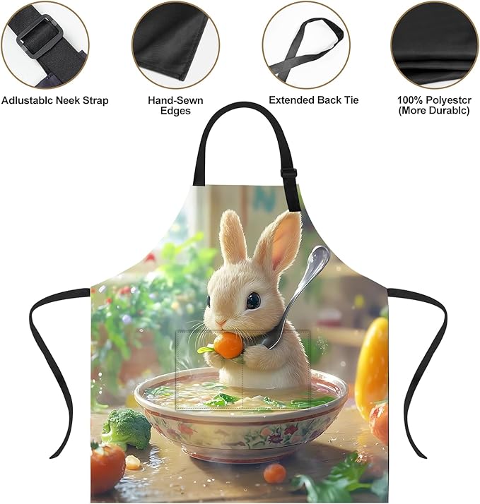 Funny Cat Apron with 2 Pockets Waterproof for Men Women Kitchen Garden Decor