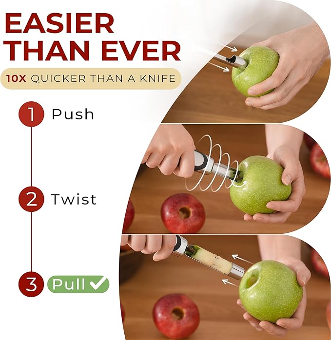Orblue Premium Apple Corer Tool & Lemon Zester Bundle