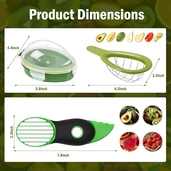 Egg Slicers, Avocado 6 Piece Set with Avocado Container, Includes Avocado Slicer and Avocado Cutter Tool, Dishwasher Safe for Slicing, Dicing and Keeping Avocados Fresh