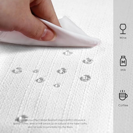 BALCONY & FALCON Rectangle Tablecloth Washable Wrinkle Resistant and Water Proof Table Cloth Decorative Linen Fabric Tablecloths for Dining Parties Kitchen Wedding and Outdoor Use (White, 55x95)