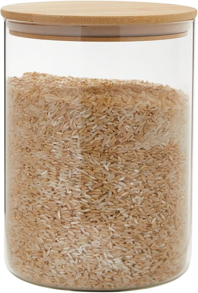 Juvale Flour Sugar Storage Containers - 2-Pack, 100 oz, Clear Glass Jars - Airtight Pantry Organizer & Countertop Food Storage - Rice Container & Spice Jar