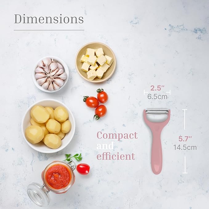 Y-Shaped Vegetable Peeler – Stainless Steel Blade with Comfortable Handle, Fruit and Vegetable Slicer, Potato & Carrot Cutter, Cucumber & Veggies Slicer – Kitchen Tools and Accessories – Pastel Pink