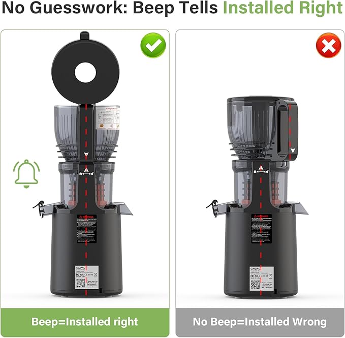 OMMO Juicer Machines, 300W Cold Press Juicer for Whole Vegetables & Fruits with 6'' Large Feed Chute, Slow Masticating Juicer Easy to Clean, High Juice Yield, BPA Free, Black