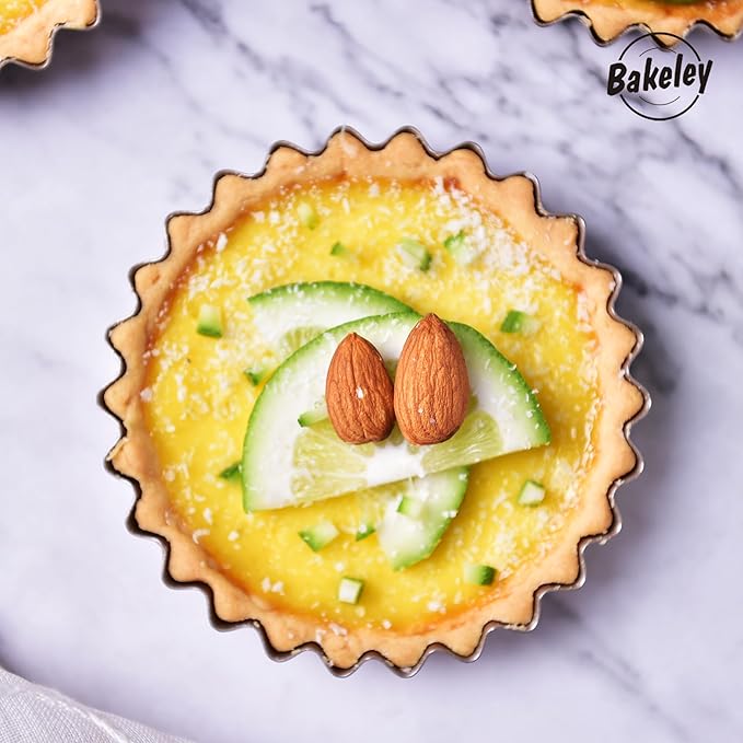 Bakeley Mini Tart Pan Set, 4-Inch 4pcs with Removable Loose Bottom Non-Stick Round Quiche Bakeware for Oven and Instant Pot Baking (Champagne Gold)