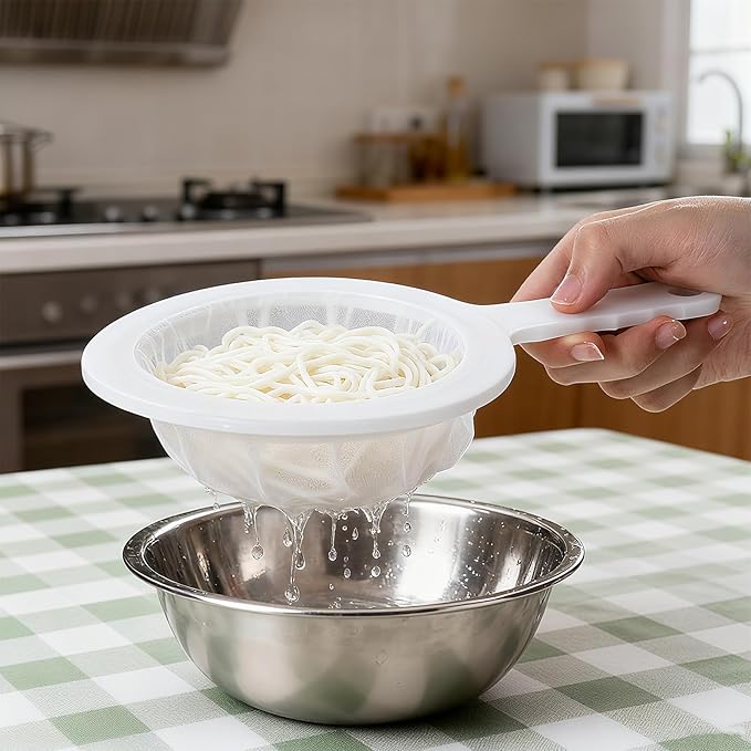2 Pcs Ultra-Fine Nylon Mesh Strainer, Mini Kitchen Colander, Plastic Sieve Fine Mesh with Handle for Kitchen Food, Juice, Coffee, Yogurt, Liquids (120/200 Mesh)