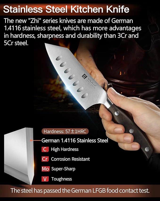 XINZUO Cheese Knife Set with In-Drawer Block, 4-Piece for Charcuterie Board,Hard Cheese Knife-Parmesan Cheese Knife,German Stainless Steel,Red Sandalwood Handle