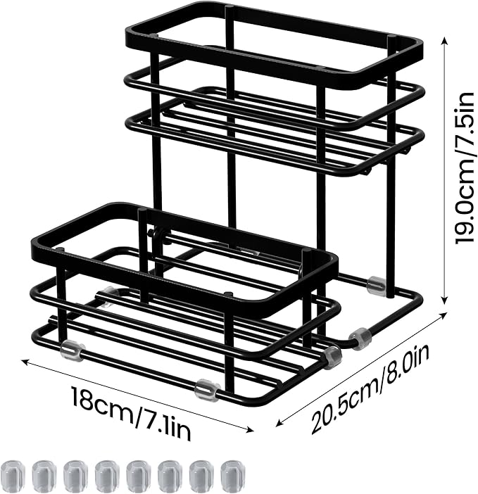 Coffee Syrup Rack Organizer, Syrup Bottle Holder Stand for Coffee Bar, 2-Tier 4 Bottles Storage Shelves for Syrup, Wine, Dressing for Kitchen Countertop (4 Bottles Black)