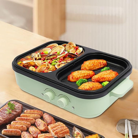 29.53 in Electric Hot Pot With Grill Area, Multi-Purpose Hot Pot, 2-In-1 Electric Hot Pot, For Family, Family Gatherings, Friends Gatherings
