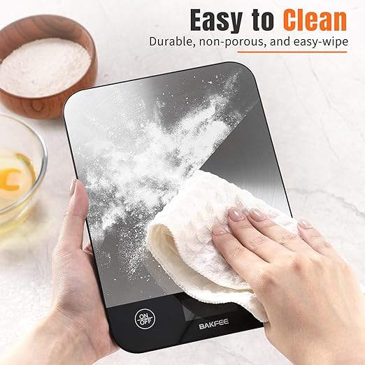Food Scale, 33lb Rechargeable Kitchen Scale with Stainless Steel, Grams and Ounces, USB Charging, 1g High Accuracy for Baking, Cooking & Food Prep, BK806