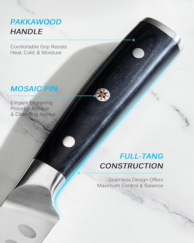 KYOKU 10" Scimitar Knife, Samurai Series Cimitar Breaking Knife with Pakkawood Handle, Japanese Style High Carbon Steel Butcher Knife, Full Tang Meat Slicing Knife for Roast Ham with Sheath and Case