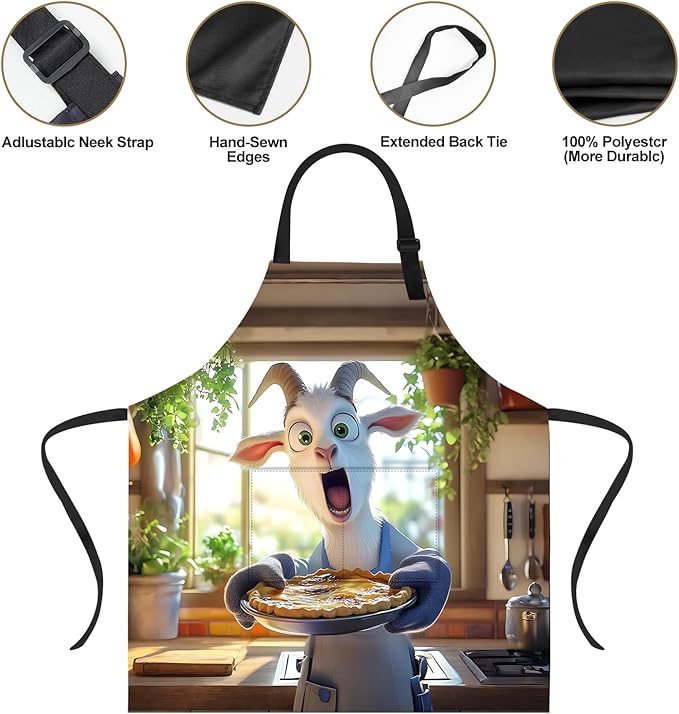 Funny Cat Apron with 2 Pockets Waterproof for Men Women Kitchen Garden Decor