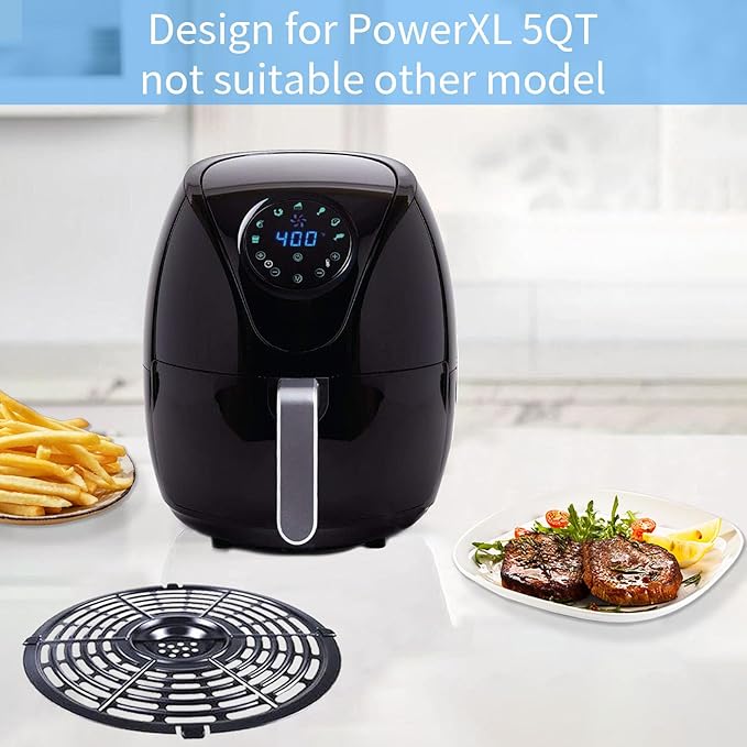 GCQ Air Fryer Grill Pan for Power XL 5QT Air fryer, 8.7'' Non-Stick Air Fryer Accessories Replacement Parts Tray Rack Grill Plate, Dishwasher Safe