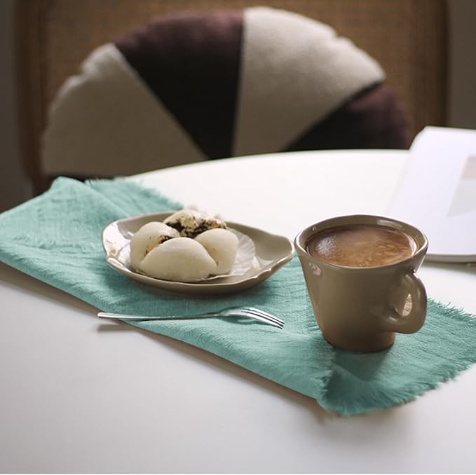 Handmade Cloth Napkins 100% Cotton Napkins with Fringe，Delicate Handmade Cloth Napkins for Dinners, Parties, Weddings and More，18 x 18 Inch Set of 12 - Turquoise