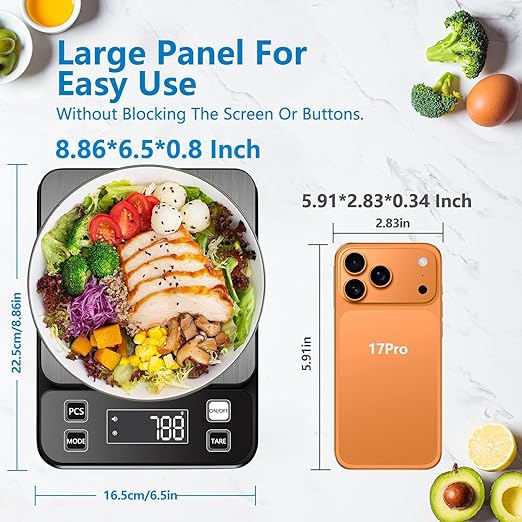 IPX7 Waterproof Food Scale | 0.01oz/0.1g Precision Kitchen Scale, 11lb/5kg | USB Rechargeable, Stainless Steel & Washable Kitchen Gadgets for Cooking, Baking