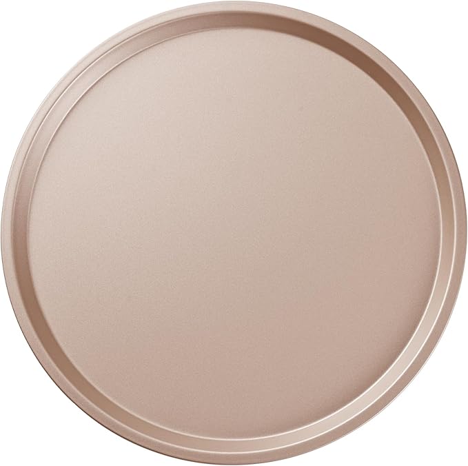 Bakeley 12-inch Pizza Pan, Heavy Duty Carbon Steel, Non-Stick, Pancake Bakeware for Oven Baking (Champagne Gold)