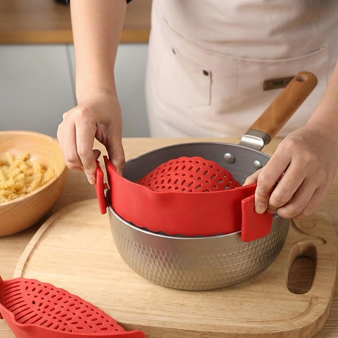 Imaginovelty Silicone Clip On Pot & Pan Strainer for Kitchen | Colander, Pasta, Noodle & Spaghetti Food Strainers & Drainers colanders