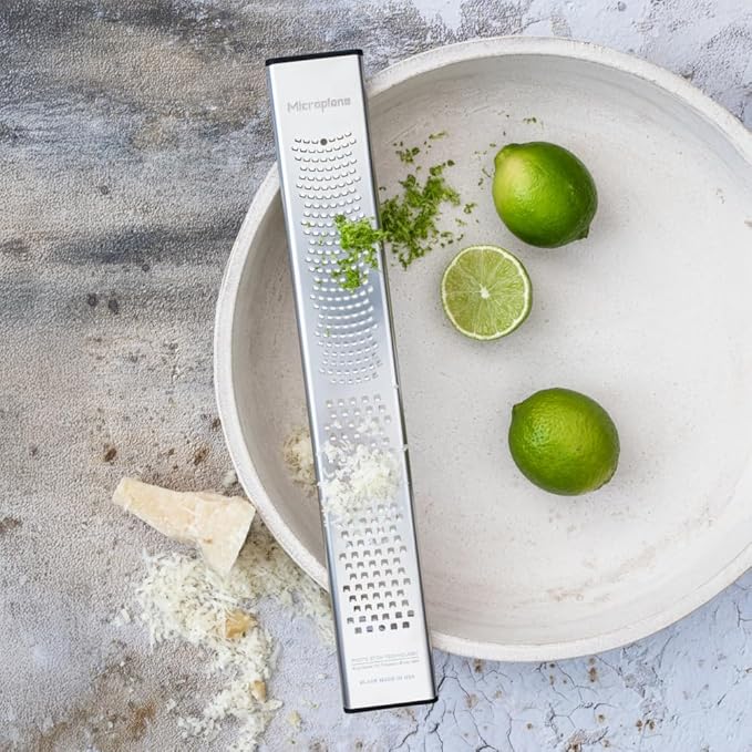 Microplane Dual Blade Stainless Steel Zester 2in1 – 30th Anniversary Edition, Dual Function Zesting Ideal for Citrus, Cheese, Chocolate, American-Made Blade, Ergonomic & Dishwasher Safe