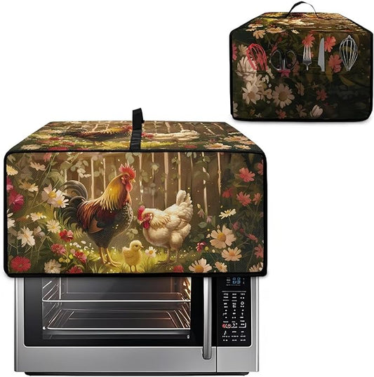 Doojoayie Kitchen Toaster Dust Cover Compatible with 8 Slice Toaster Dust Protection Cover Rooster Print Kitchen Decoration Small Appliance Protector