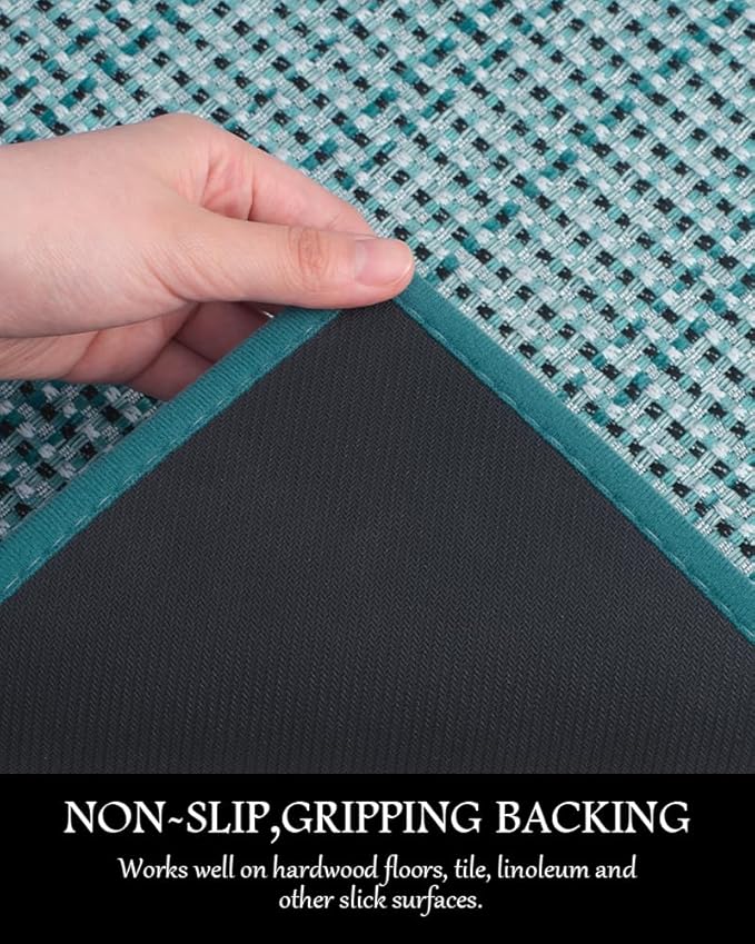 PADOOR Kitchen Mats for Floor, Kitchen Rugs Non Slip Washable, Rubber Backed Kitchen Runner Super Absorbent Long Kitchen Floor Mat Sink Rug, 20"x70" Teal