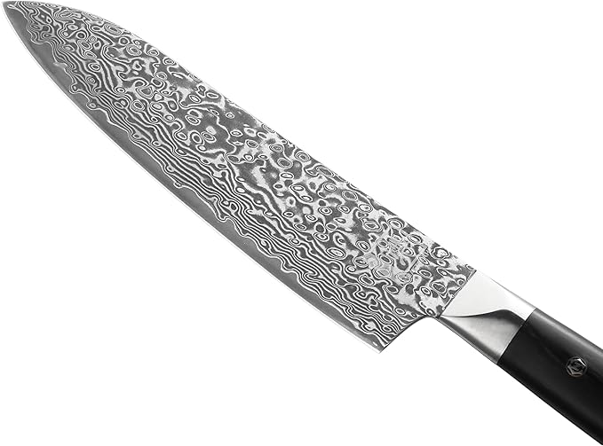 zayiko Black Edition 3-pc Damascus knife set, blades 3.3 to 7-inch in length - extremely sharp from 67 layers of genuine Japanese damascus steel with Pakkawood handles, chef's knife set