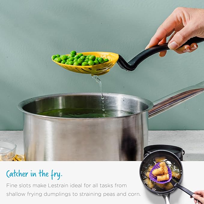 Dreamfarm Big Lestrain 2-In-1 Drip-Catching Sit-Up Slotted Cooking Spoon Scoop & Strainer - 13" Dreamfarm Blue