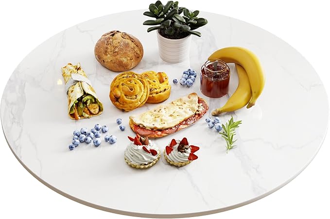 Lazy Susan Turntable 31.4 Inch - 360° Silent Rotating Anti-Slip Serving Tray, Heavy Duty Centerpiece for Kitchen, Dining & Coffee Table - White Modern Design with Non-Slip Base