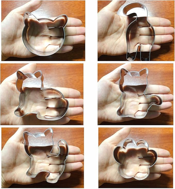 Kitty Cat Cookie Cutter Set-6 Piece-Cat Face, Kitty Butt, Paw and 3 Cute Shapes Molds for Cat Themed Party