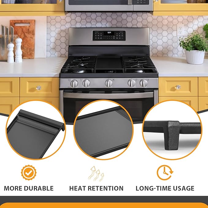 WB31X27151 Side Grates WB31X24738 Stovetop Griddle Replacement for GE General Electric Stove Parts,WB31X24736 Cooktop Grates WB31X24998 Cast Iron Griddle for Stove Top JGBS66REKSS JGB735SPSS Gas Stove