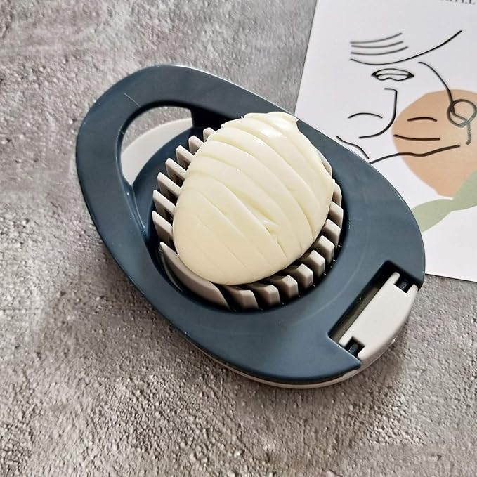 Egg Slicer for Hard Boiled Eggs Cutter with Stainless Steel Wire Dishwasher Safe (Blue)