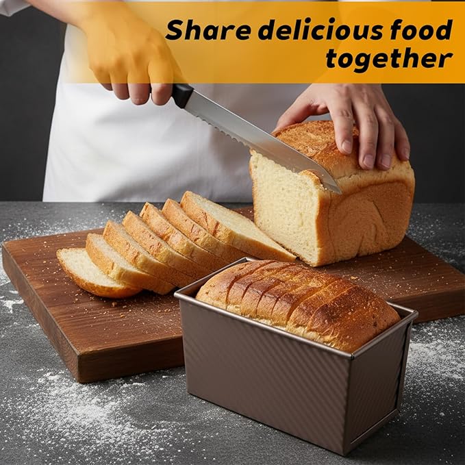 2Pcs Pullman Loaf Pan with Lid, 2 lb/1 lb Dough Capacity, Premium Sandwich Bread Loaf Pan with Lid, Carbon Steel Corrugated Bread Toast Box with Cover for Baking