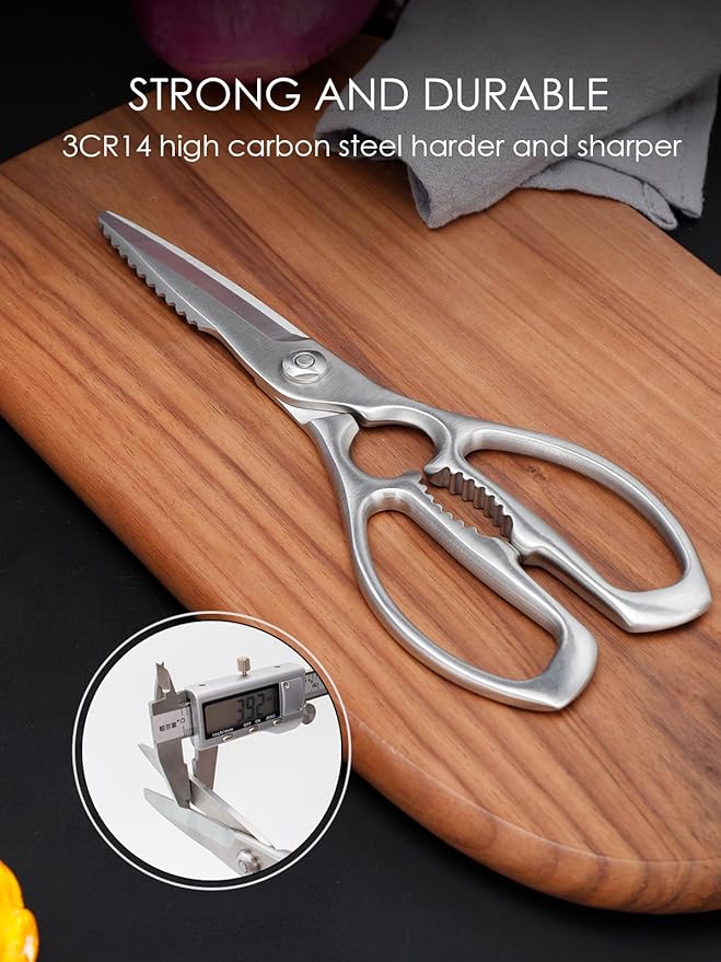 Heavy-Duty Kitchen Scissors Forged from Stainless Steel, Kitchen Shears for Food, Ideal Cooking & Culinary Scissors for Meat, Poultry and Vegetables, Dishwasher Safe, 2-Year Warranty