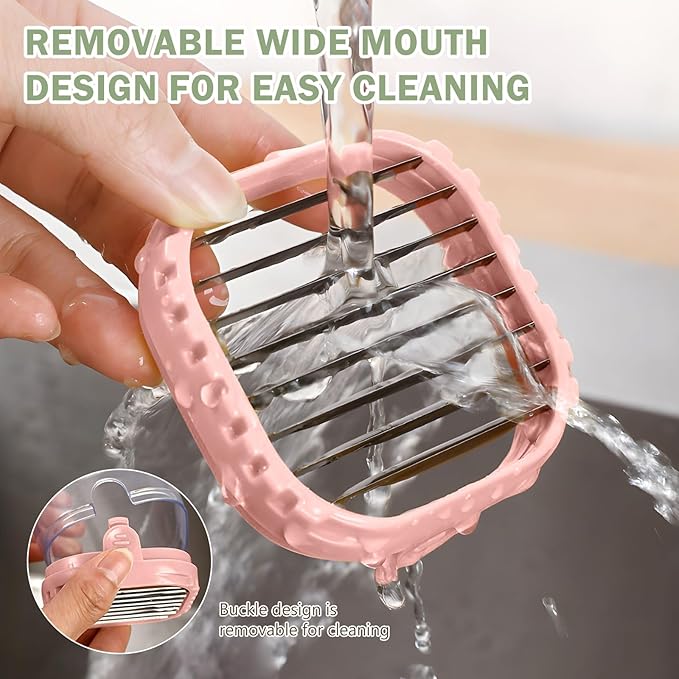 Fruit Slicer Cup-Detachable Fruit Cutter Slicer Stainless Steel Speed Egg Slicers Strawberry Slicer Cutter for Vegetable Cutting Kitchen Gadget (Pink)