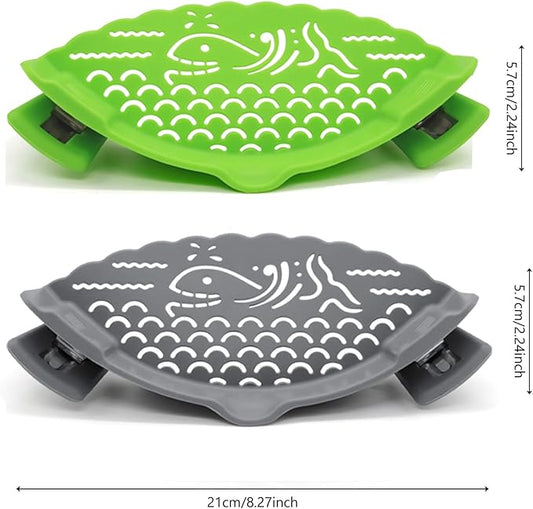 2 Pcs Strain Pot Strainer and Pasta Strainer - Adjustable Silicone Clip On Food Strainers for Pots, Pans, and Bowls - Kitchen Drainer Colander