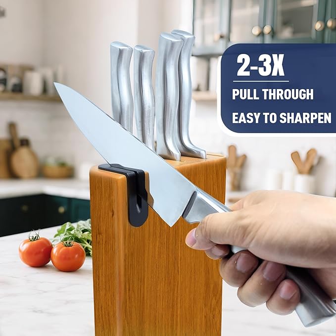 Knife Set, 6-Piece Kitchen Knife Set with Wooden Knife Block and Built-in Sharpener, Stainless Steel Sharp knives set for kitchen, Knife Block Set