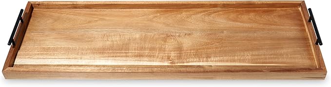 Twine Modern Manor Longboard Cheese Platter with Handles, Rectangular Cheese Board and Home Decor Tray, Dining Table Accessories Acacia Wood Set of 1