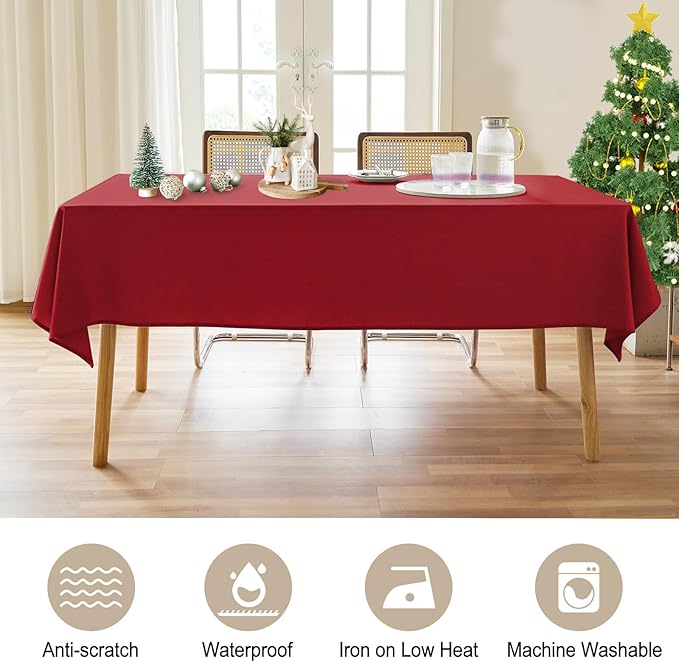 AUSSPVOCT Textured Tablecloth Rectangle 60x84 Water Resistant Spill-Proof Wipeable Table Cloth Wrinkle Free Fabric Dining Table Cover for Birthday Party Farmhouse Spring Kitchen Tablecloths