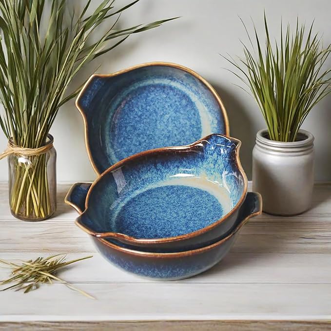 LIUYWYHCF Ceramics Au Gratin baking Dishes Set of 4, Baking Tray Bake ware, 8.6 oz Ramekins, for Pie Pan, Appetizer, Tart, Dessert, Quiche, Oven Small dish, individual dishes, Round 7.5 Inch