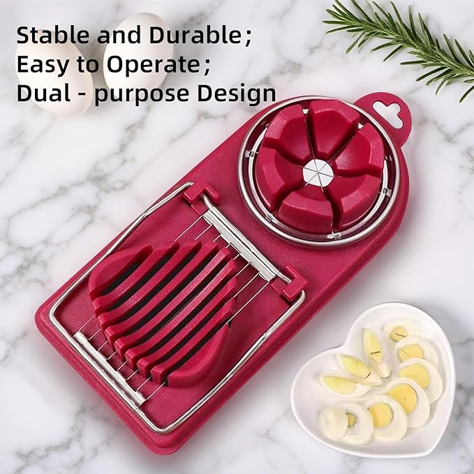 2 in 1 Egg Slicer for Hard Boiled Eggs, Strawberryry Tomato (1PC)