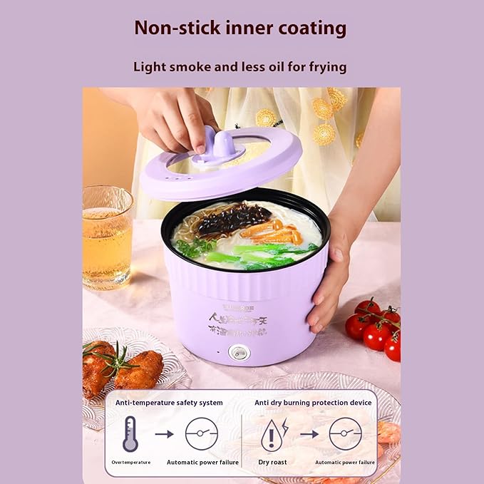 450W Small Electric Hot Pots Household Multifunctional Cooking Anti Scalding Portable Nonstick Cooking Pot
