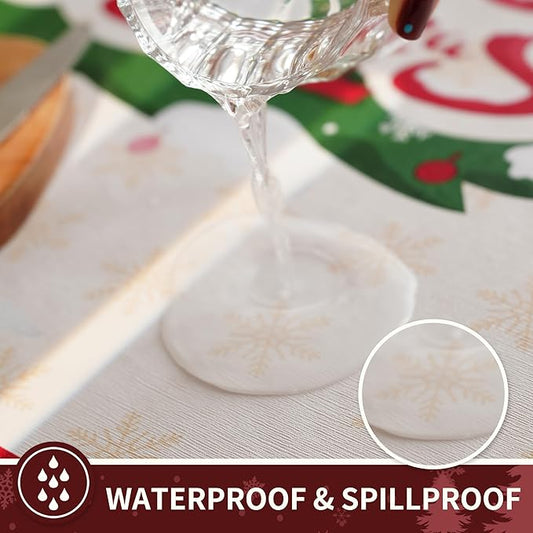 Christmas Rectangle Table Cloth,100% Waterproof Tablecloth,Christmas Decorations for Home, Vinyl Tablecloth Plastic Table Cover for Party，Picnic,Dining,Outdoor 54" x 102",Christmas Trees
