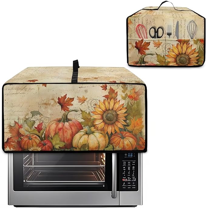 Doojoayie Pumpkin Sunflower Toaster Cover 6 Slice Toaster Oven Cover Dust Resistant Appliance Covers for Kitchen Counter Thanksgiving Home Kitchen Decoration