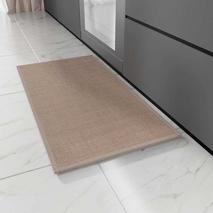 Kitchen Rug, Rubber Non Slip Kitchen Rugs Washable, Absorbent Runner Mat for Floor, Machine Washable Standing Mats for in Front of Sink, Door, Laundry, Entryway, Hallway (Camel, 30" × 17.3")
