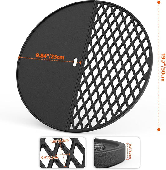 onlyfire Cast Iron Griddle and Grate Combo for Char-Griller Akorn Kamado Grill