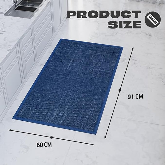 Kitchen Rug, Rubber Non Slip Kitchen Rugs Washable, Absorbent Runner Mat for Floor, Machine Washable Standing Mats for in Front of Sink, Door, Laundry, Entryway, Hallway (Navy Blue, 36" × 24")